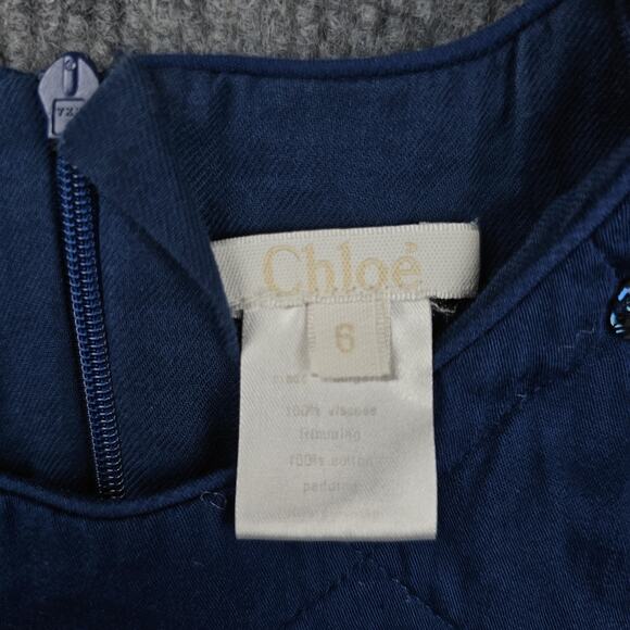 Chloe Dress Girls 6 Baby Collection Blue Quilted Crystal Embellished Preppy - Picture 3 of 4
